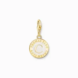 Charmista White Sterling Silver Gold Plated Enamel Coin Charm 2095-427-14 Thomas Sabo Collectable Charms