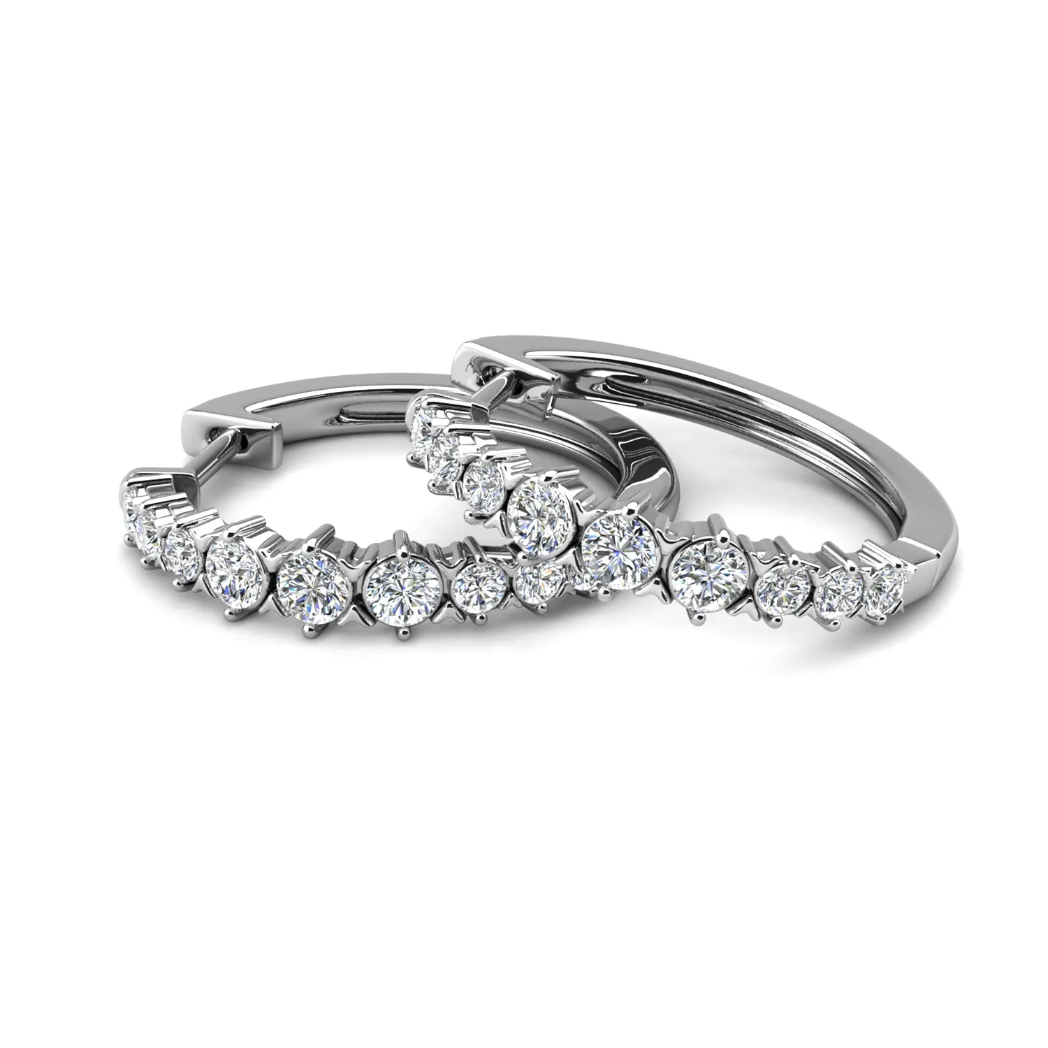 Claire 18k White Gold Plated 20mm Hoop Earrings with Swarovski Crystals