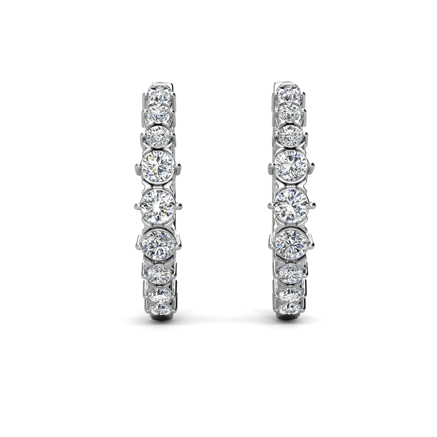 Claire 18k White Gold Plated 20mm Hoop Earrings with Swarovski Crystals