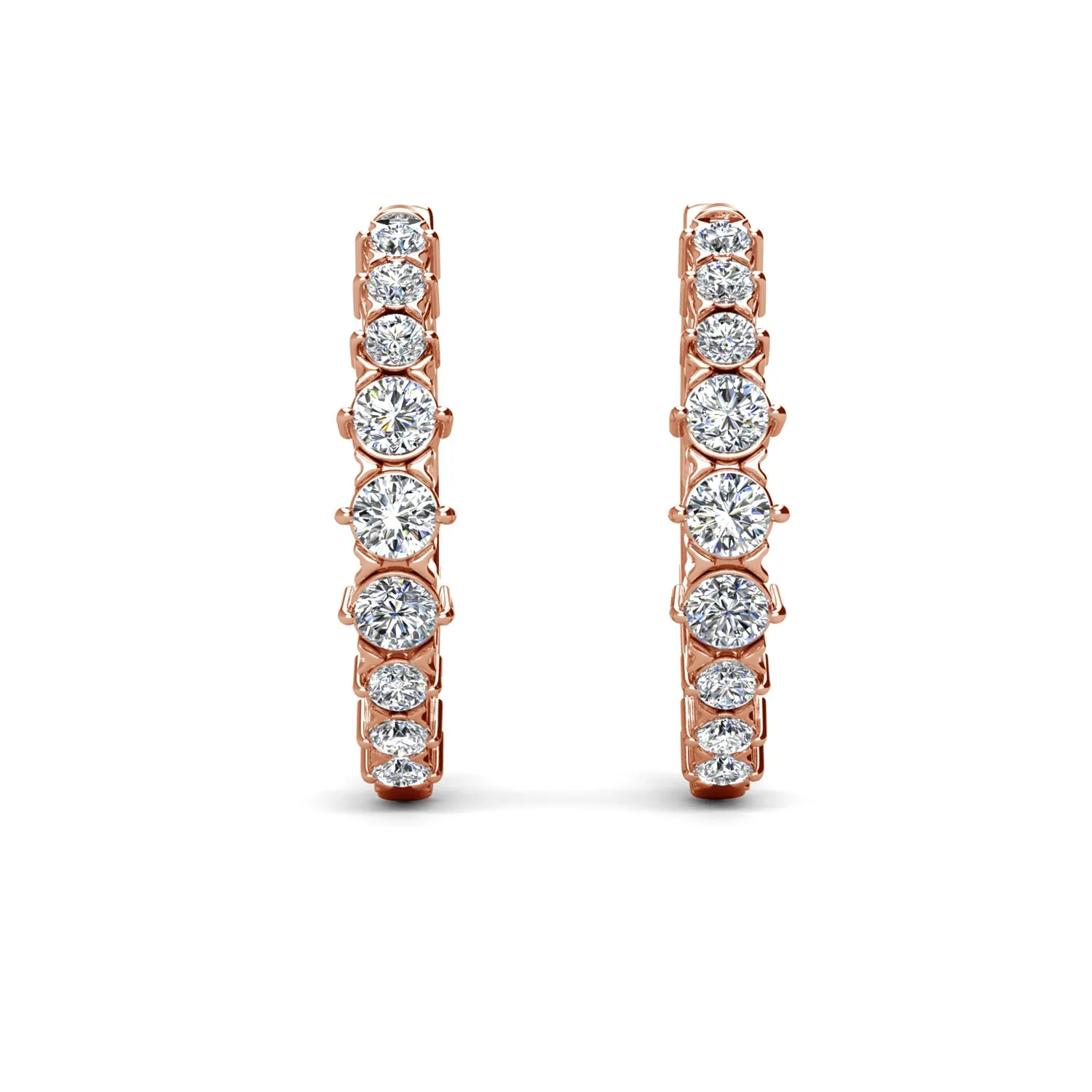Claire 18k White Gold Plated 20mm Hoop Earrings with Swarovski Crystals