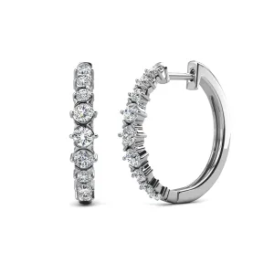 Claire 18k White Gold Plated 20mm Hoop Earrings with Swarovski Crystals