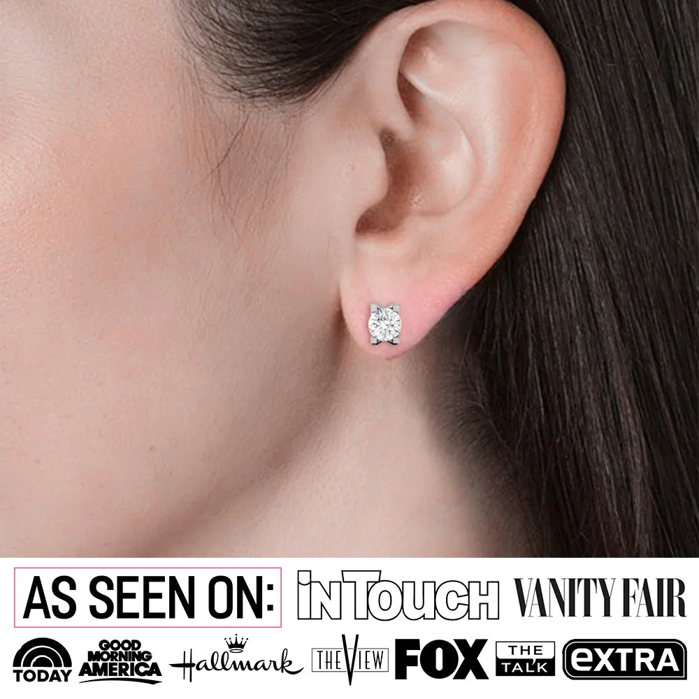 Clara 18k Gold Plated Stud Earrings with Solitaire Round Cut Swarovski Crystal — Final Sale