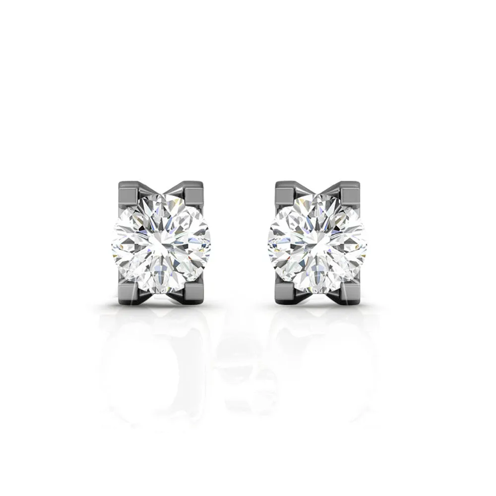 Clara 18k Gold Plated Stud Earrings with Solitaire Round Cut Swarovski Crystal — Final Sale