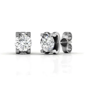 Clara 18k Gold Plated Stud Earrings with Solitaire Round Cut Swarovski Crystal — Final Sale