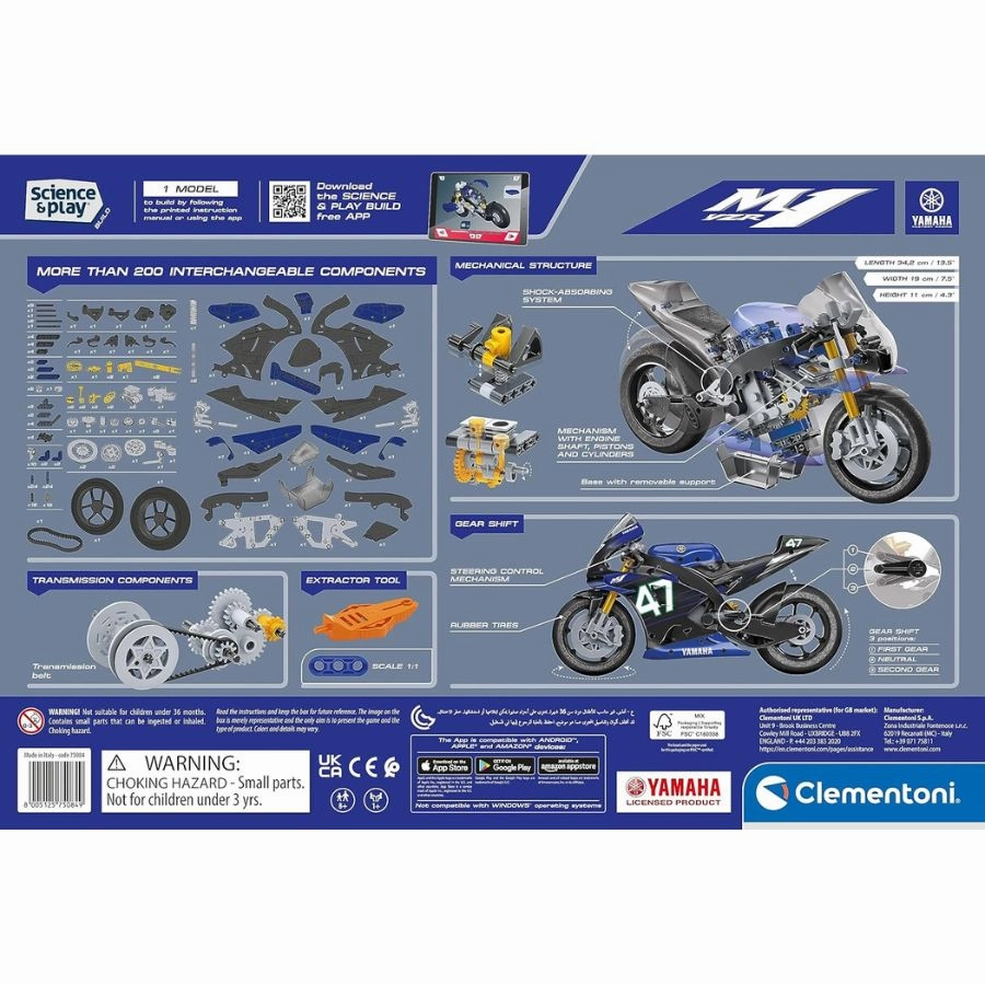 Clementoni - Science & Play Build Mechanics: Yamaha M1 VZR Motorbike