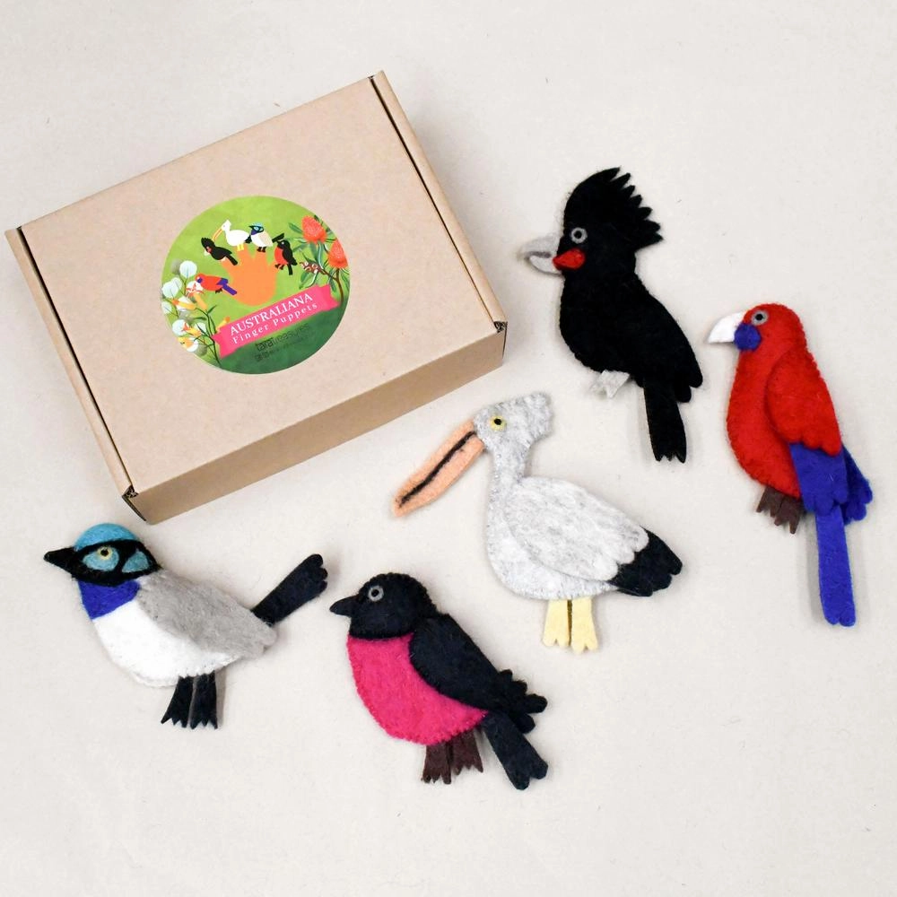 Colorful Australian Birds, Finger Puppet Set of 5
