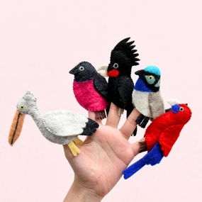 Colorful Australian Birds, Finger Puppet Set of 5