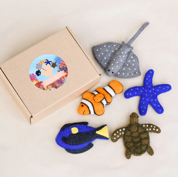 Coral Reef, Under the Sea, Finger Puppet Set of 5