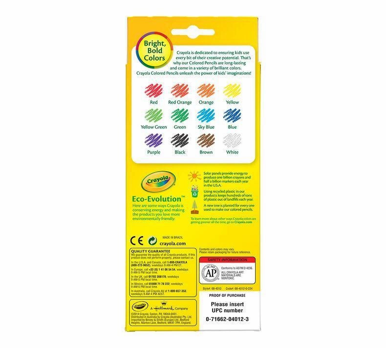 Crayola Colored Pencils, Long, 12 Count