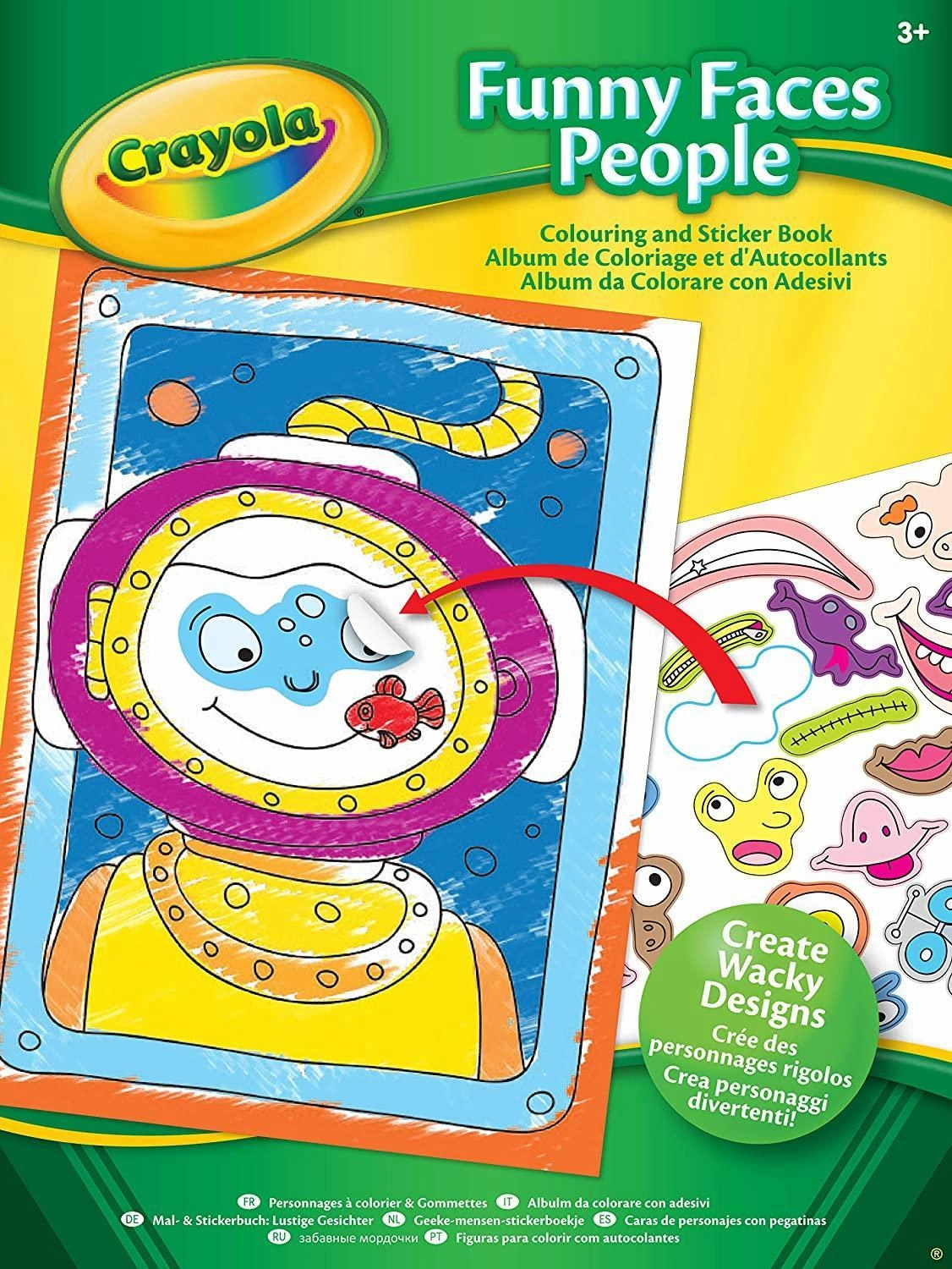 Crayola Funny Faces People Colouring & Sticker Book - Assorted