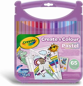 CRAYOLA Mini Washable Create & Colour Pastel Marker Pen Case 65pcs