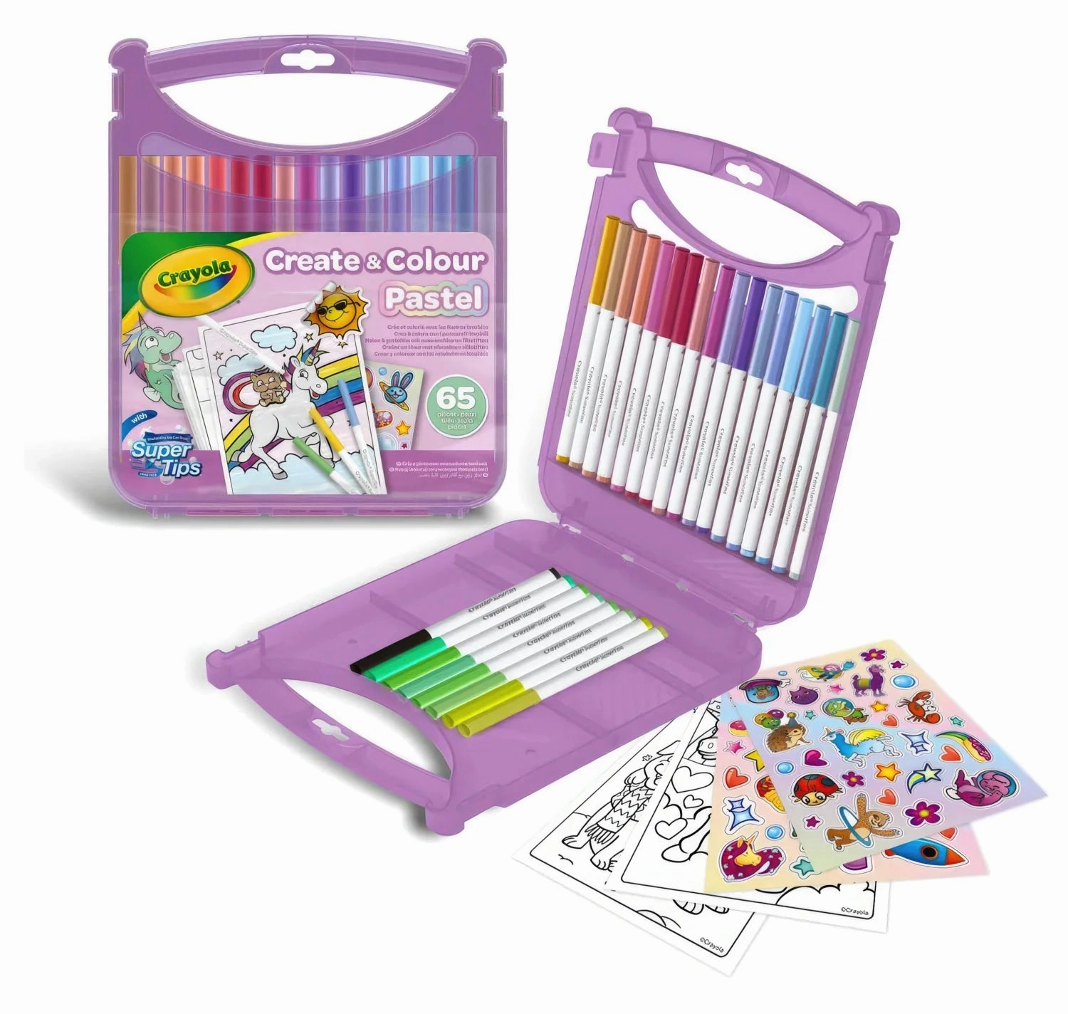 CRAYOLA Mini Washable Create & Colour Pastel Marker Pen Case 65pcs