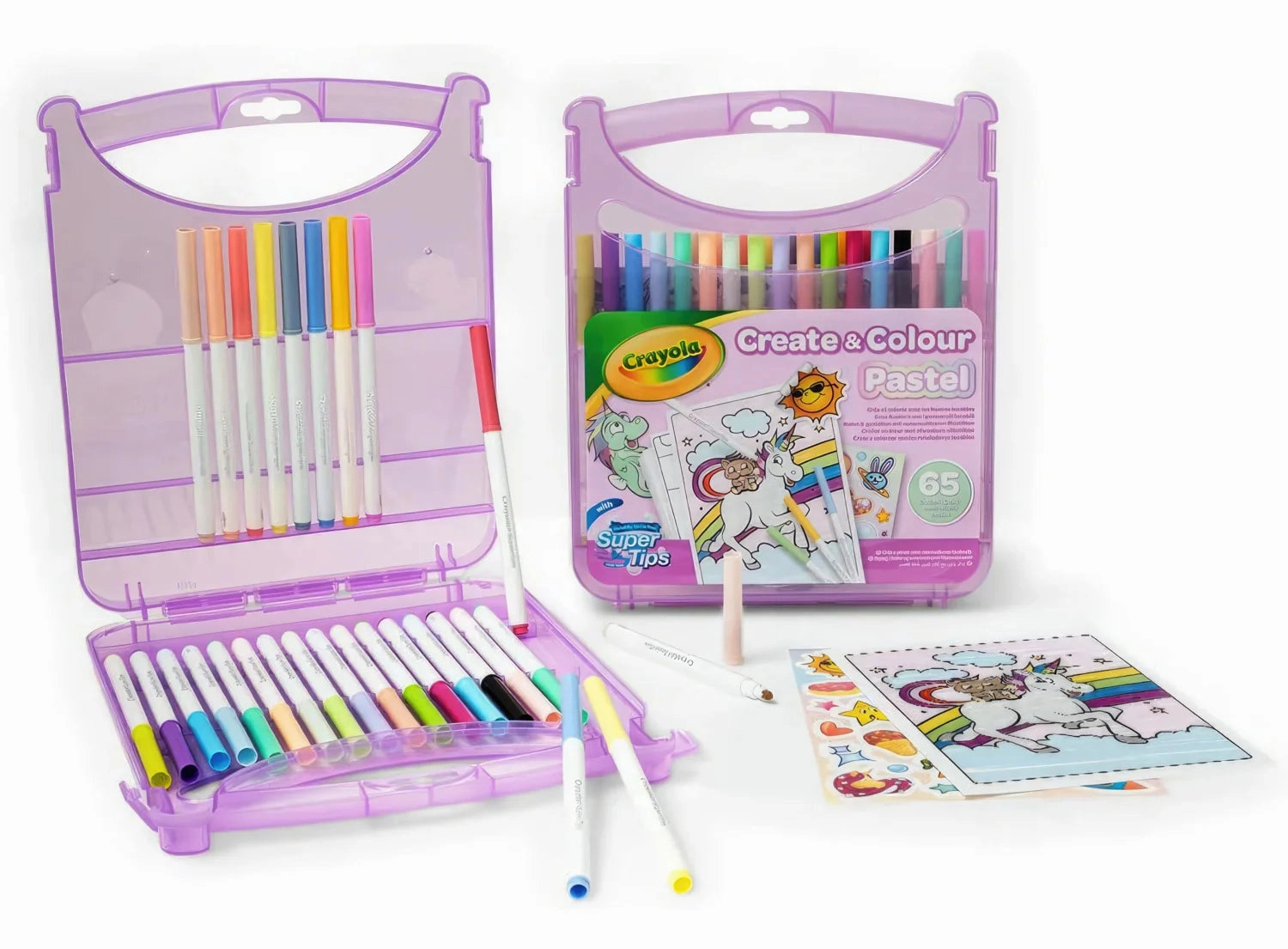 CRAYOLA Mini Washable Create & Colour Pastel Marker Pen Case 65pcs
