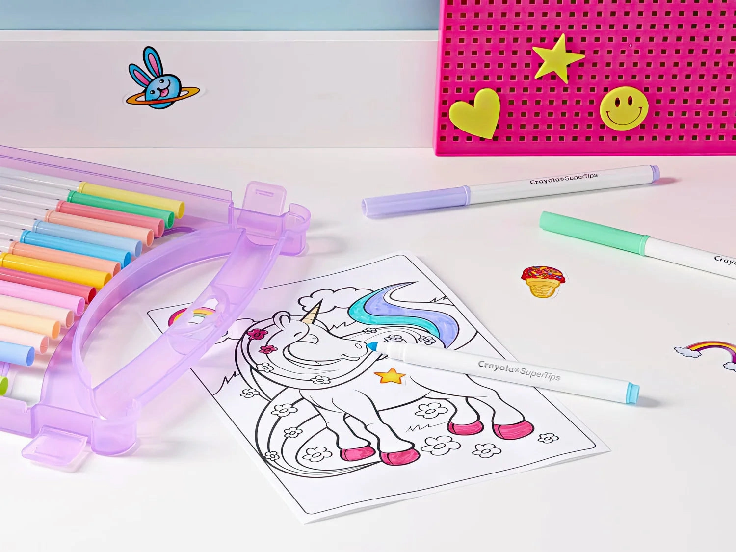 CRAYOLA Mini Washable Create & Colour Pastel Marker Pen Case 65pcs