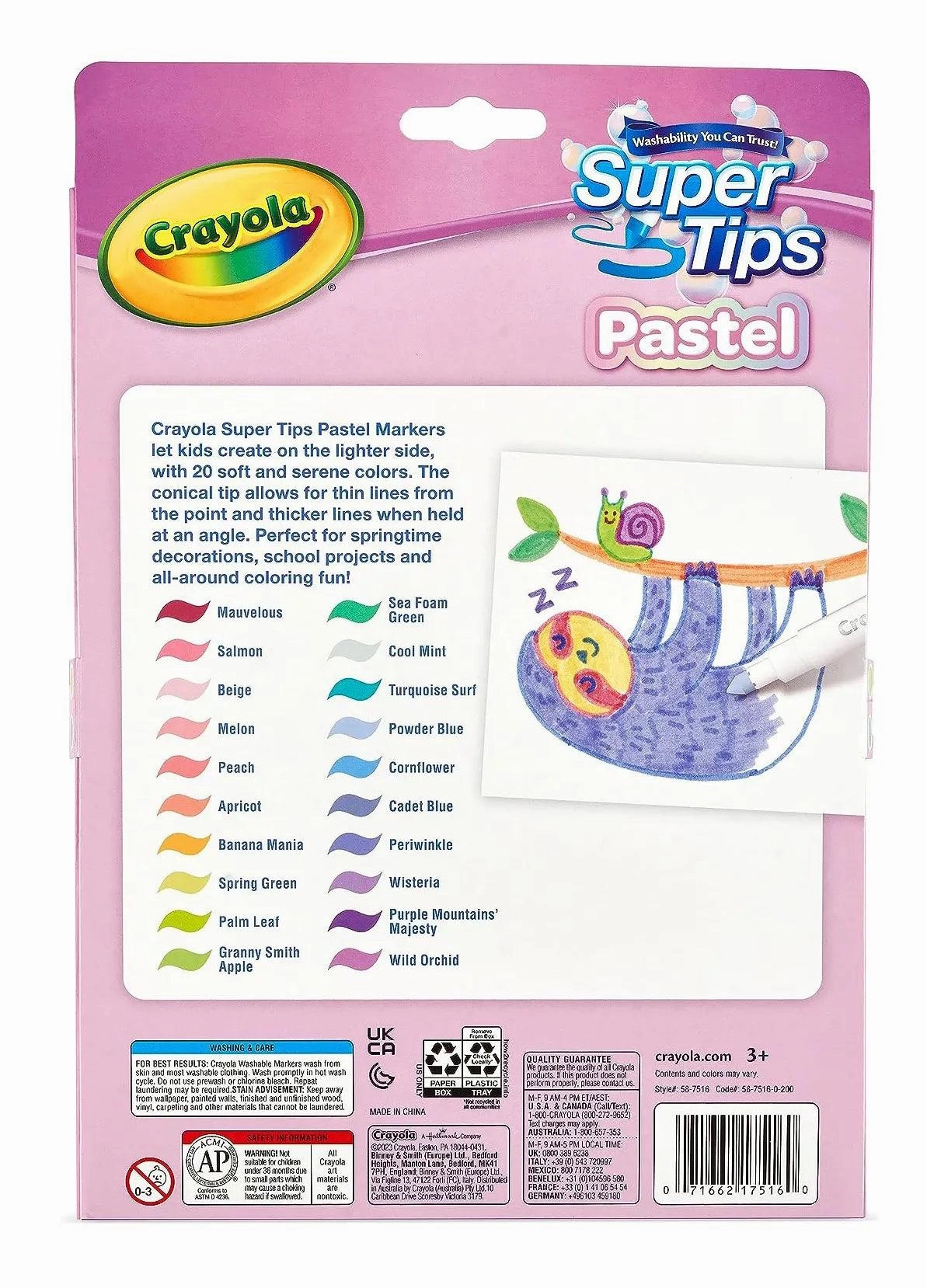 CRAYOLA Pastel SuperTips Washable Markers (Pack of 20)