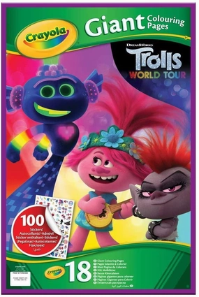 CRAYOLA Trolls World Tour Giant Colouring Pages with Stickers