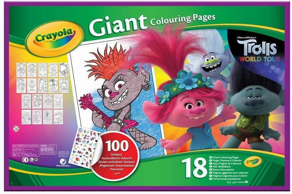 CRAYOLA Trolls World Tour Giant Colouring Pages with Stickers