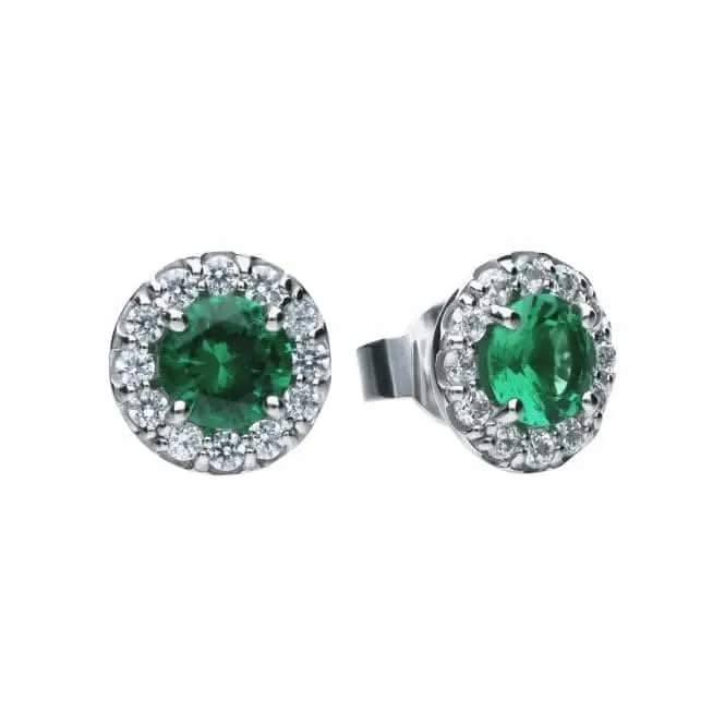 Cubic Zirconia Green Round Cluster Earrings E5655 Diamonfire Jewellery