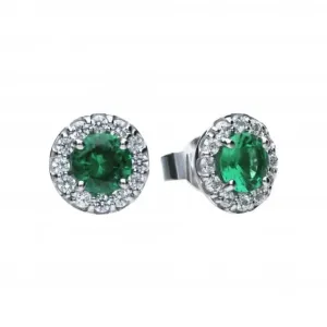 Cubic Zirconia Green Round Cluster Earrings E5655 Diamonfire Jewellery