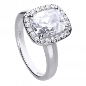Cushion Cut Cubic Zirconia Cocktail Ring Halo Surround Ring R3746 Diamonfire Jewellery