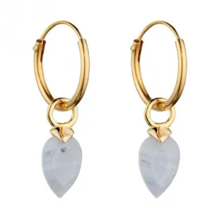 December Yellow Gold Plated Birthstone  Chalcedony Stone Hoop Charm Earring Y2672 Beginnings Jewellery
