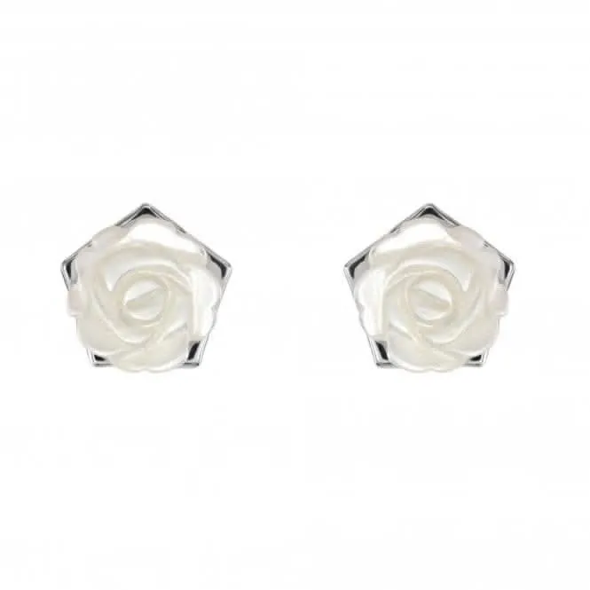 Dew Silver Mother of Pearl White Carnation Stud Earrings 30801MP028 Dew Jewellery
