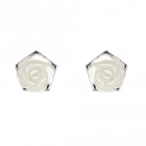 Dew Silver Mother of Pearl White Carnation Stud Earrings 30801MP028 Dew Jewellery