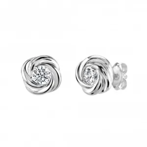Dew Silver Silver Swirl With Cubic Zirconia Stud Earrings 3312CZ027 Dew Jewellery