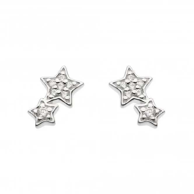 Dew Sterling Silver Cubic Zirconia Double Star Stud Earrings 3722CZ021 Dew Jewellery