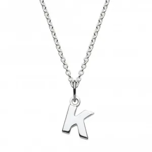 Dew Sterling Silver Dinky K Initial Pendant 9092HPK Dew Jewellery