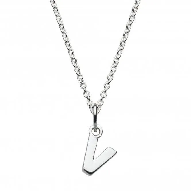 Dew Sterling Silver Dinky V Initial Pendant 9092HPV Dew Jewellery