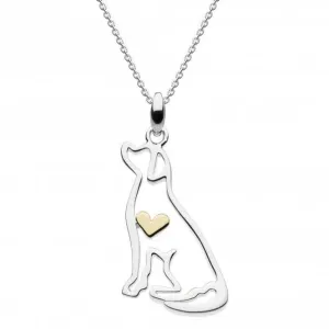 Dew Sterling Silver Labrador with Gold Plate Heart Pendant 9663GD021 Dew Jewellery