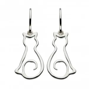 Dew Sterling Silver Pussy Cat Drop Earrings 6046HP014 Dew Jewellery
