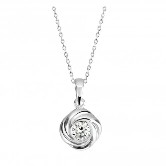 Dew Sterling Silver Silver Swirl With Cubic Zirconia Pendant 9312CZ027 Dew Jewellery