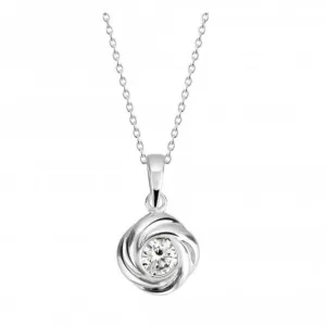 Dew Sterling Silver Silver Swirl With Cubic Zirconia Pendant 9312CZ027 Dew Jewellery