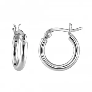 Dew Sterling Silver Small 15mm Hoop Earrings 66015HP027 Dew Jewellery