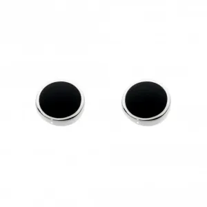 Dew Sterling Silver Small Round Onyx Stud Earrings Dew Jewellery