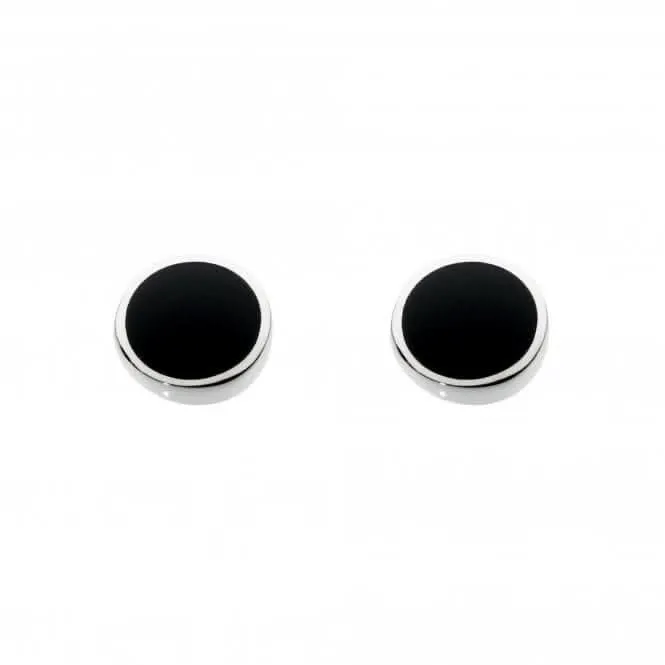 Dew Sterling Silver Small Round Onyx Stud Earrings Dew Jewellery