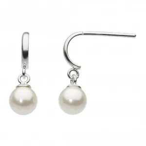 Dew Sterling Silver Synthetic Pearl Drop Earrings 38006SFP024 Dew Jewellery