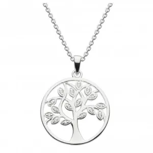Dew Sterling Silver White Cubic Zirconia Tree of Life Pendant 9813CZ024 Dew Jewellery