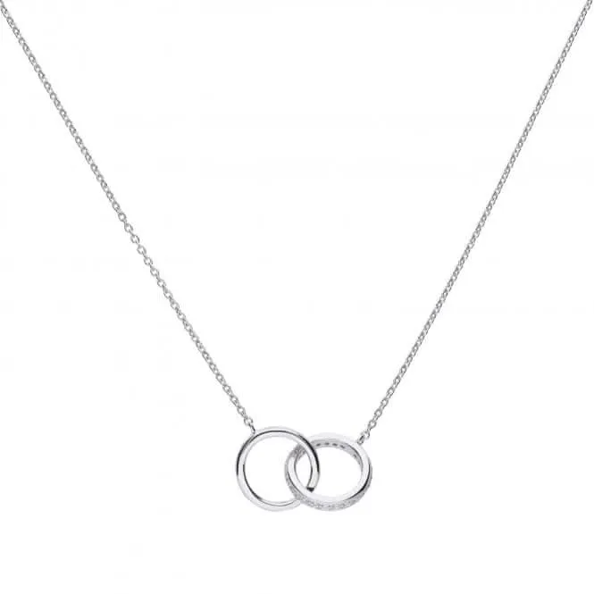 Diamonfire Collier Silver White Zirconia Two Meshing Rings Necklace N4235 Diamonfire Jewellery