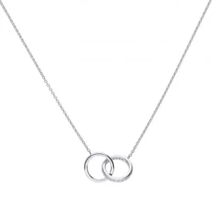Diamonfire Collier Silver White Zirconia Two Meshing Rings Necklace N4235 Diamonfire Jewellery