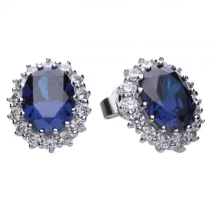 Diamonfire Silver Blue Zirconia Floral Shape Earrings E5586 Diamonfire Jewellery