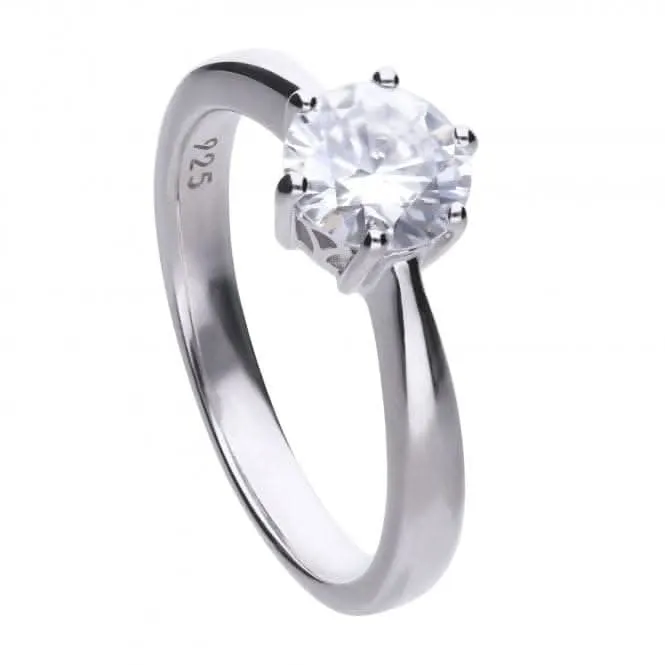 Diamonfire Silver White 6 Claw Solitaire Zirconia Ring R3621 Diamonfire Jewellery