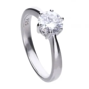 Diamonfire Silver White 6 Claw Solitaire Zirconia Ring R3621 Diamonfire Jewellery