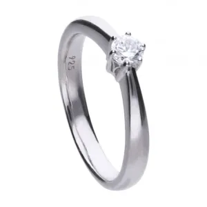 Diamonfire Silver White Solitaire Zirconia Ring R3617 Diamonfire Jewellery