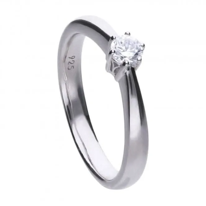 Diamonfire Silver White Solitaire Zirconia Ring R3617 Diamonfire Jewellery