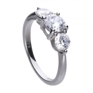 Diamonfire Silver White Zirconia Centre Stone Ring R3657 Diamonfire Jewellery