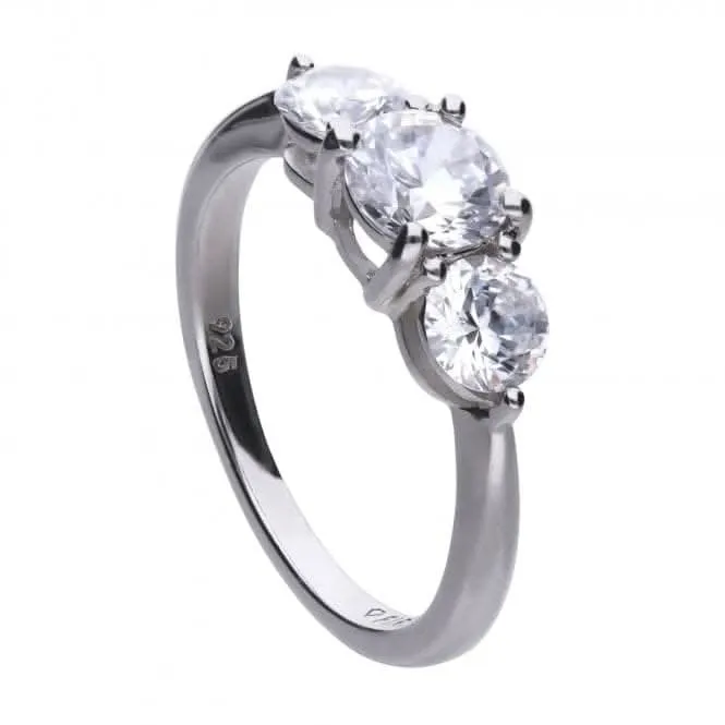 Diamonfire Silver White Zirconia Centre Stone Ring R3657 Diamonfire Jewellery