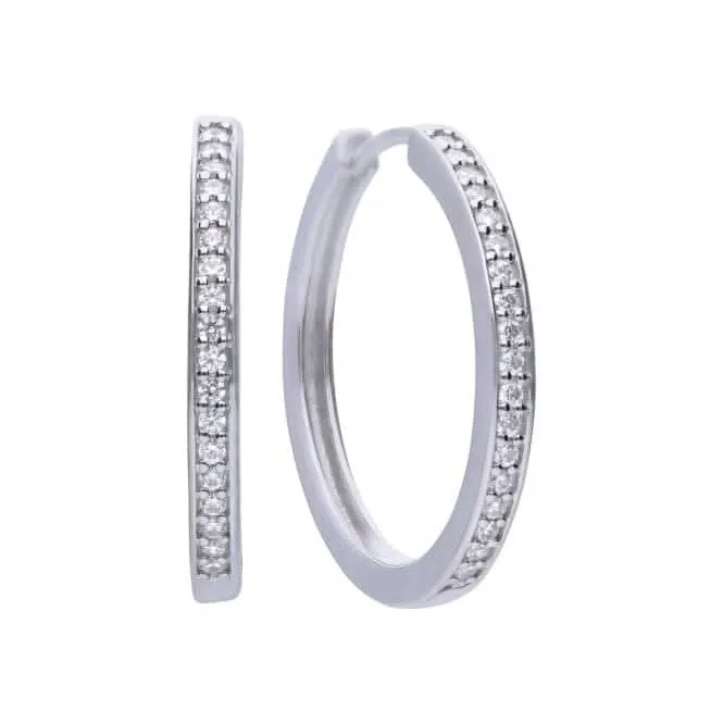 Diamonfire Silver White Zirconia Classical Creole Earrings E5605 Diamonfire Jewellery